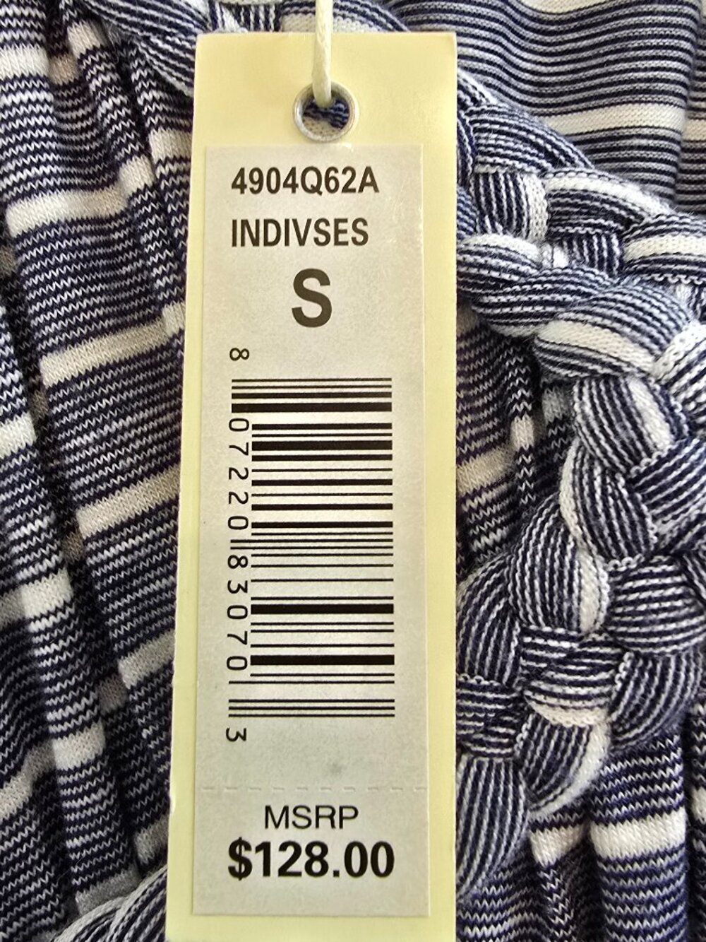 Max Studio Striped Braided Empire Maxi Dress - Navy & White - NWT - Picture 6 of 8